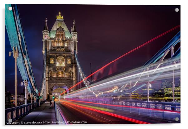 London Nightfall:  Tower Bridge Acrylic by steve docwra