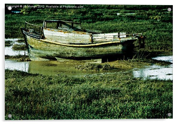 Old Boat Stranded in Mud Acrylic by JG Mango