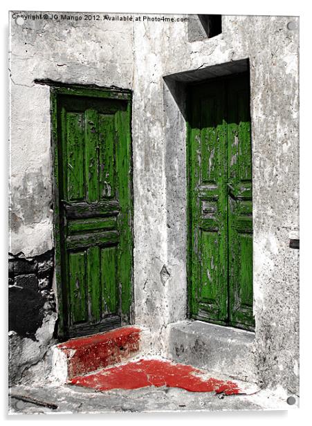 Rustic Santorini Doors Acrylic by JG Mango