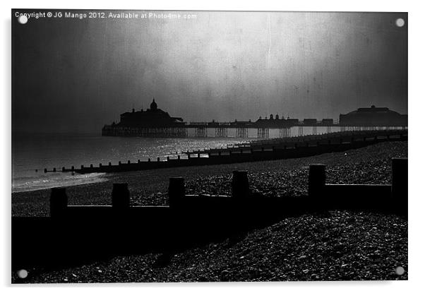 Misty Moonlit Eastbourne Pier Acrylic by JG Mango