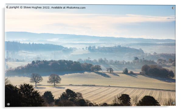Views across Surrey after a frost Acrylic by Steve Hughes