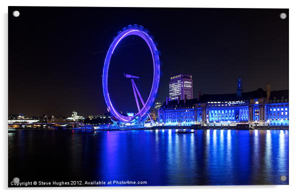 The EDF London Eye At Night Acrylic by Steve Hughes