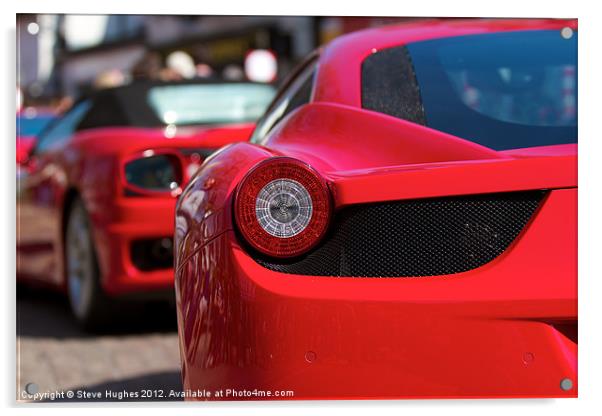 Red Ferraris in a line Acrylic by Steve Hughes