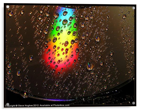Water Droplets on a cd  Acrylic by Steve Hughes