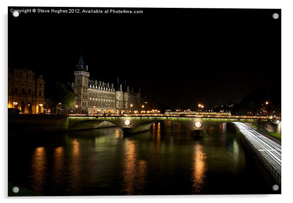 Paris at night Acrylic by Steve Hughes