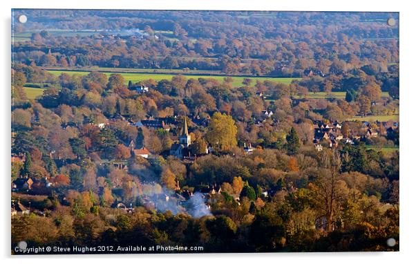 Looking across Surrey from Box Hill Acrylic by Steve Hughes