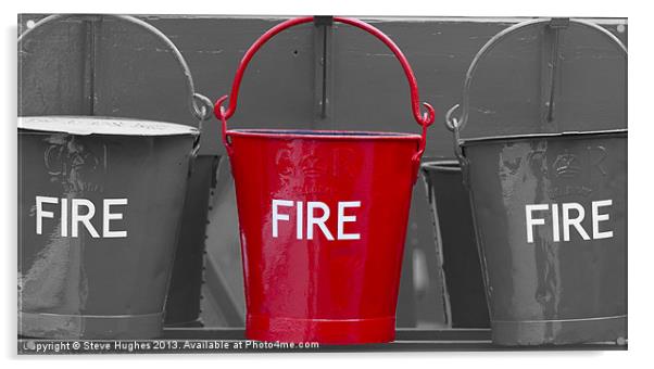 Three Fire Buckets Acrylic by Steve Hughes