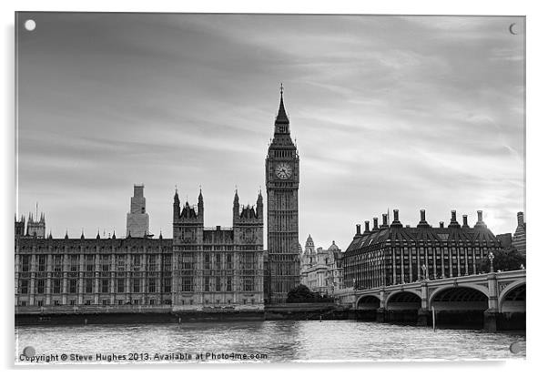 Monochrome Big Ben Acrylic by Steve Hughes