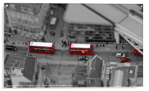 London Buses from above Acrylic by Steve Hughes