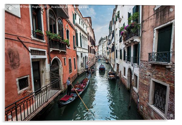Gondola in Venetian canal. Acrylic by Steve Hughes