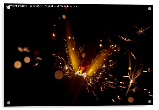Sparkler firework fun Acrylic by Steve Hughes