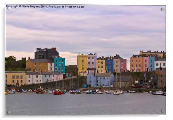 Tenby Harbour Pembrokeshire Acrylic by Steve Hughes