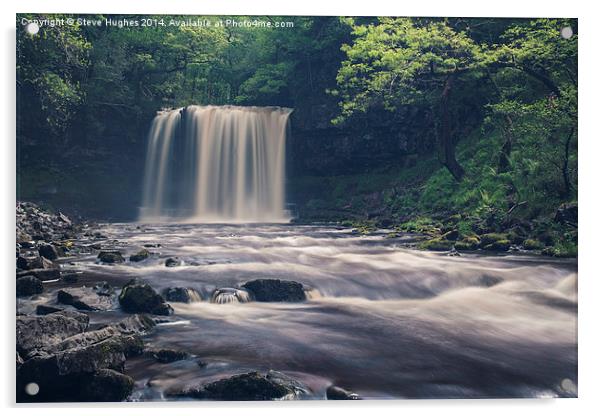 Sgwd-yr-Eira Waterfalls in the Brecon Beacon Natio Acrylic by Steve Hughes