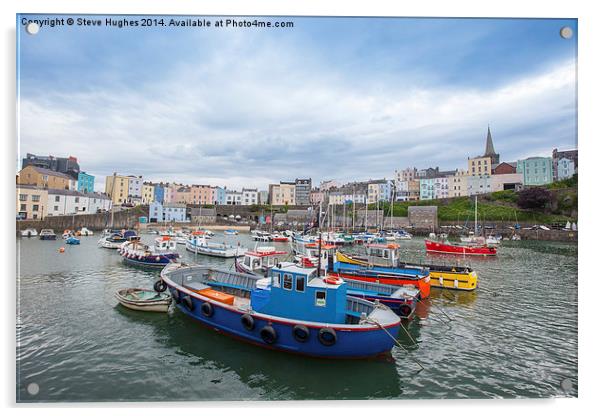 Fishing boats at Tenby harbour Acrylic by Steve Hughes