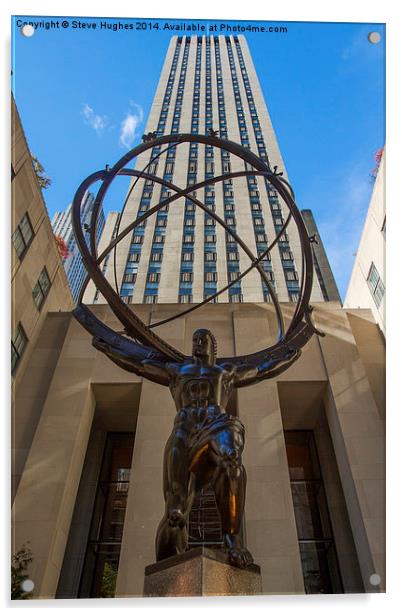 Bronze Statue at Rockefeller Centre Manhattan Acrylic by Steve Hughes