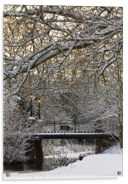 Kiln Bridge In Winter Acrylic by Steve Hughes