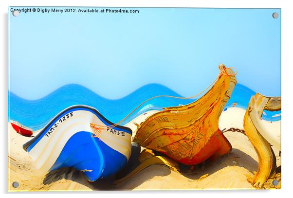 Surreal Boats on the beach Acrylic by Digby Merry