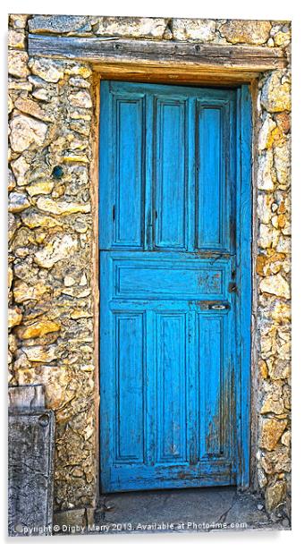 Blue door at Bornos Acrylic by Digby Merry