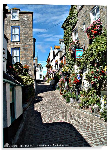 Bunkers Hill, St Ives, Colour Acrylic by Roger Butler