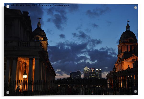 London greenwich at night Acrylic by cairis hickey