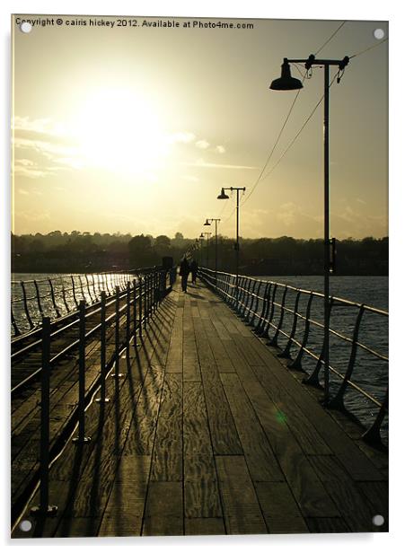 Pier at sunset Hythe, England, Acrylic by cairis hickey