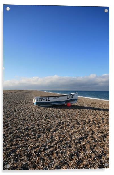 Fishing boat, Cley Beach Acrylic by Kathy Simms