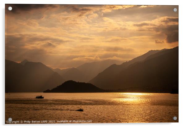 Lake Como Sunset Acrylic by Philip Baines