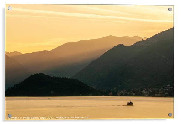 Sunset on Lake Como Acrylic by Philip Baines