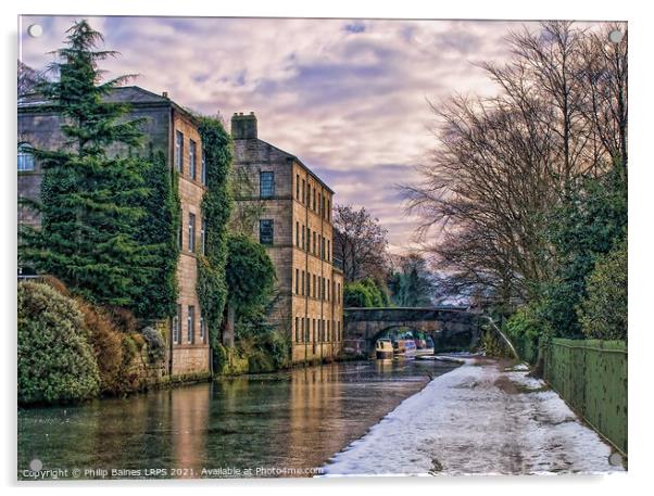 Frozen Rochdale Canal at Hebden Bridge Acrylic by Philip Baines