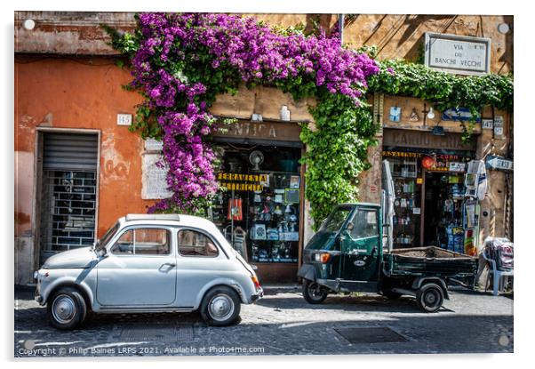 Bougainvillea in Old Rome Acrylic by Philip Baines