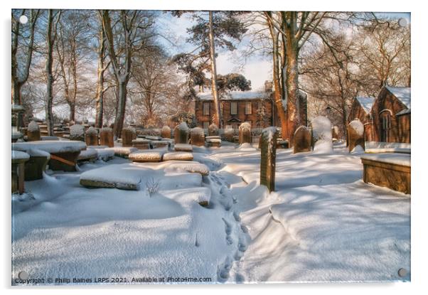 Bronte Parsonage in the snow Acrylic by Philip Baines