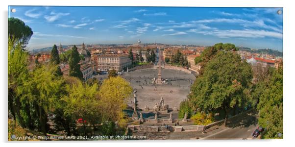 Roma Piazza del Poppolo Acrylic by Philip Baines