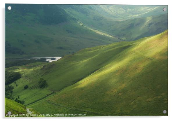 Newlands Pass looking to Crummock Water Acrylic by Philip Baines