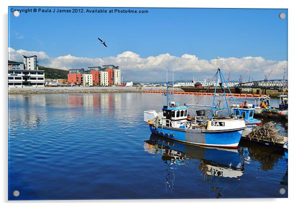 Swansea Marina Acrylic by Paula J James