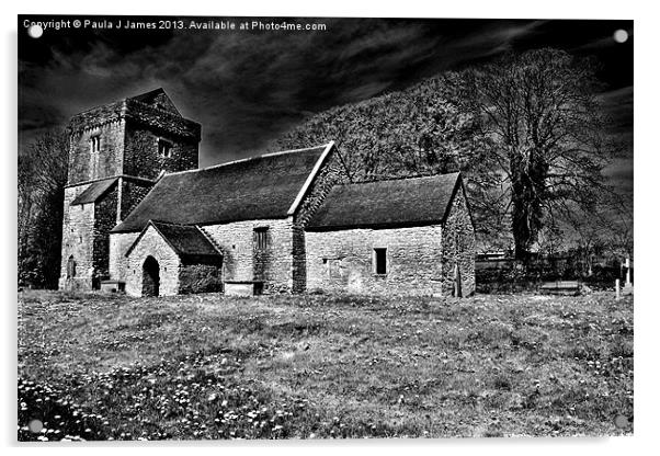 St Brynachs Church, Llanfrynach Acrylic by Paula J James