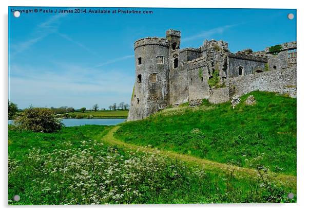 Carew Castle Acrylic by Paula J James