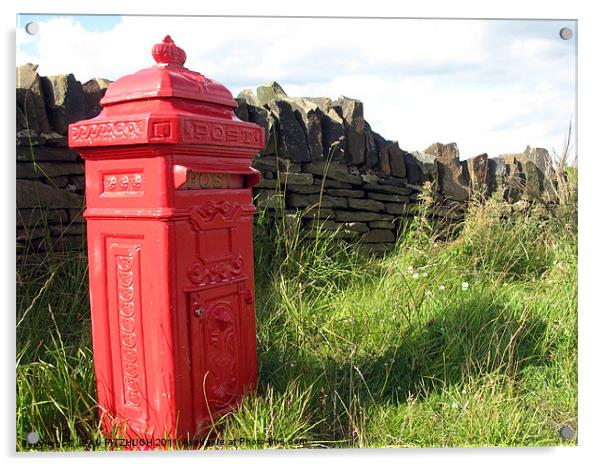 Smallest Postbox in Saddleworth Acrylic by JEAN FITZHUGH