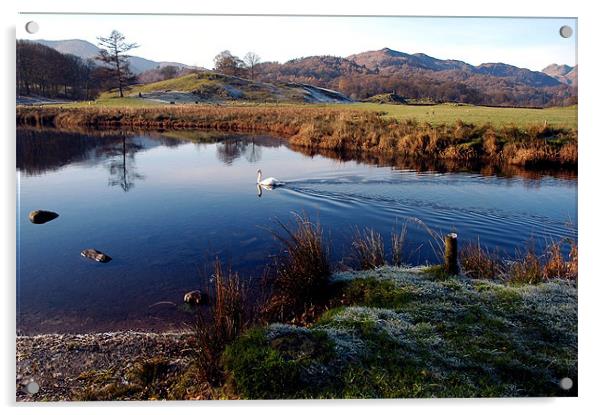 The River and mountains of Cumbria Acrylic by JEAN FITZHUGH