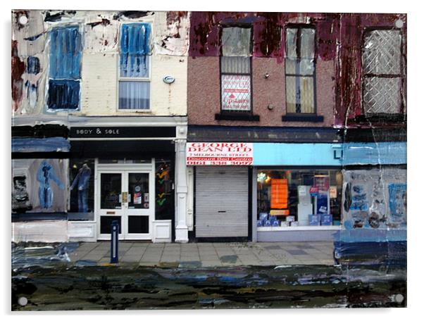 Old row of Shops Acrylic by JEAN FITZHUGH