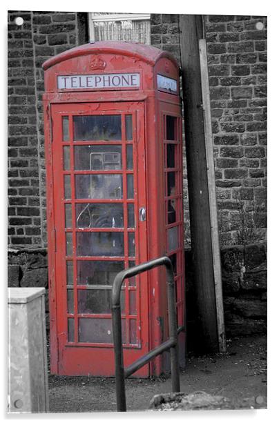 Red Telephone Box Acrylic by JEAN FITZHUGH