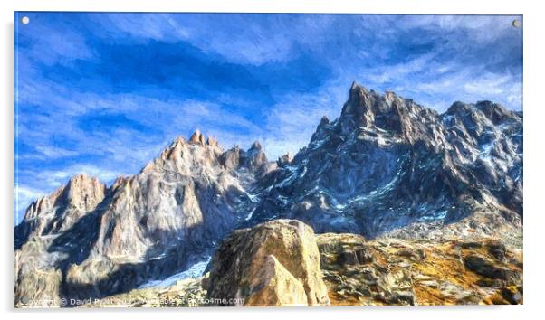 Chamonix Alps Art Panorama  Acrylic by David Pyatt
