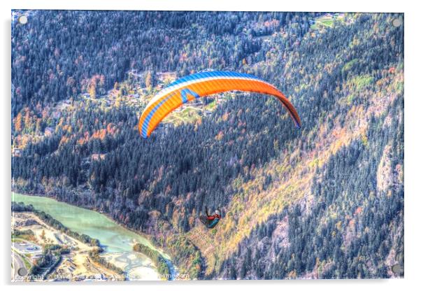 Paragliding French Alps Acrylic by David Pyatt