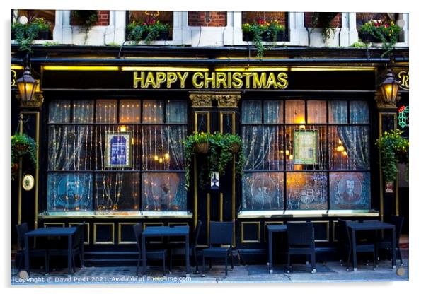 Happy Christmas Pub Acrylic by David Pyatt