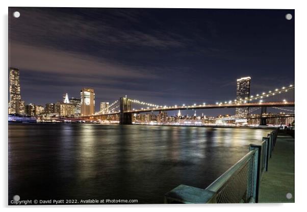 Nighttime Manhattan  Acrylic by David Pyatt