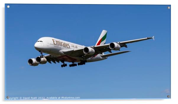 Emirates A380 Airbus Panorama Acrylic by David Pyatt