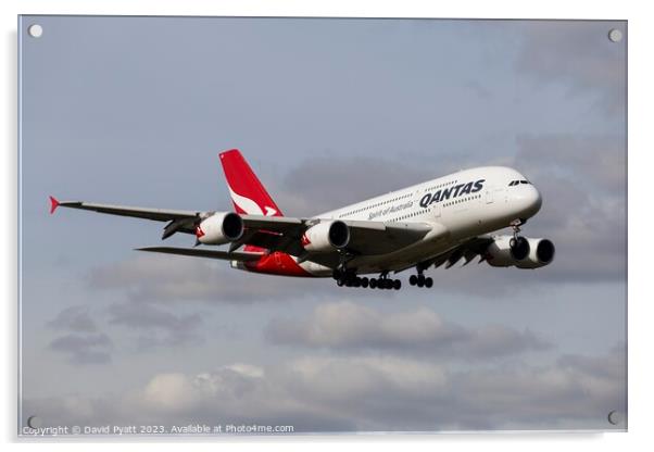 Qantas Airbus A380-842    Acrylic by David Pyatt