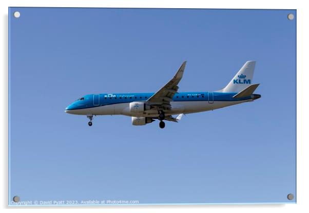 KLM Embraer ERJ-175 Acrylic by David Pyatt