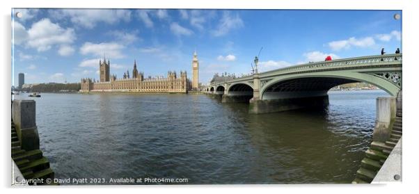 Parliament And Westminster Bridge Panorama Acrylic by David Pyatt