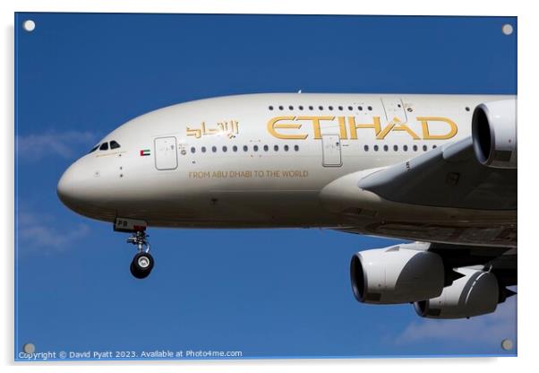 Etihad Airways Airbus A380 Acrylic by David Pyatt