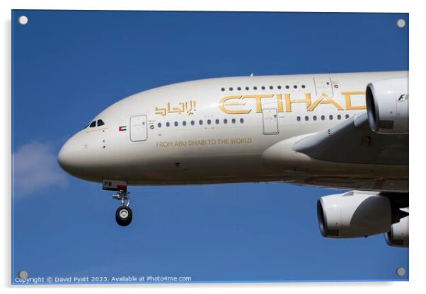 Etihad Airways Airbus A380 Acrylic by David Pyatt